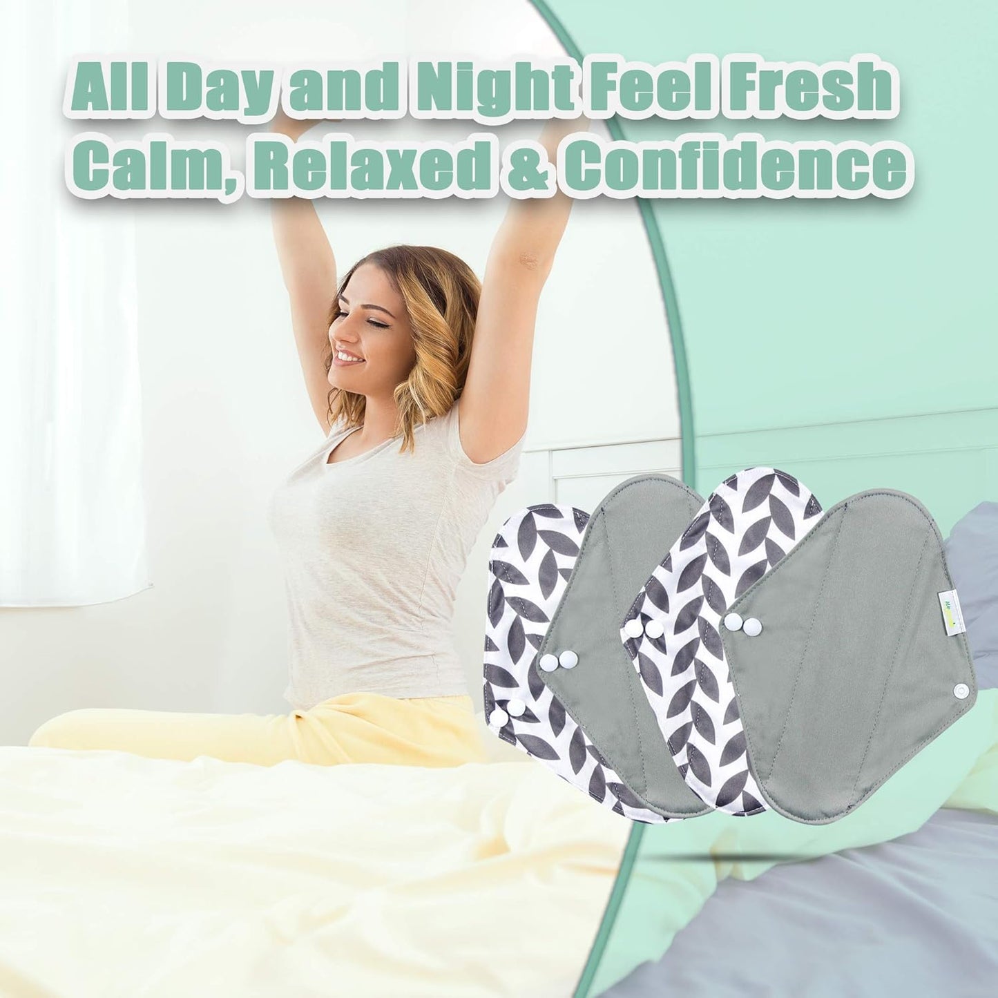 wegreeco Reusable Menstrual Pads - Reusable Sanitary Pads | Reusable Panty Liners | Soft Cloth Menstrual Pads - 6 Pack with 1 Cloth Mini Wet Bag (Medium, Luxury)