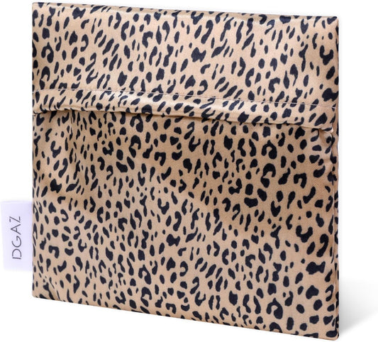 DGAZ Sanitary Napkin Storage Bag, Period Bag for Teen Aged Girls, Portable Period Bag for Panty Liners/Menstrual Cup/Small Tampons，Mini Makeup Bag for Purse(Leopard C)