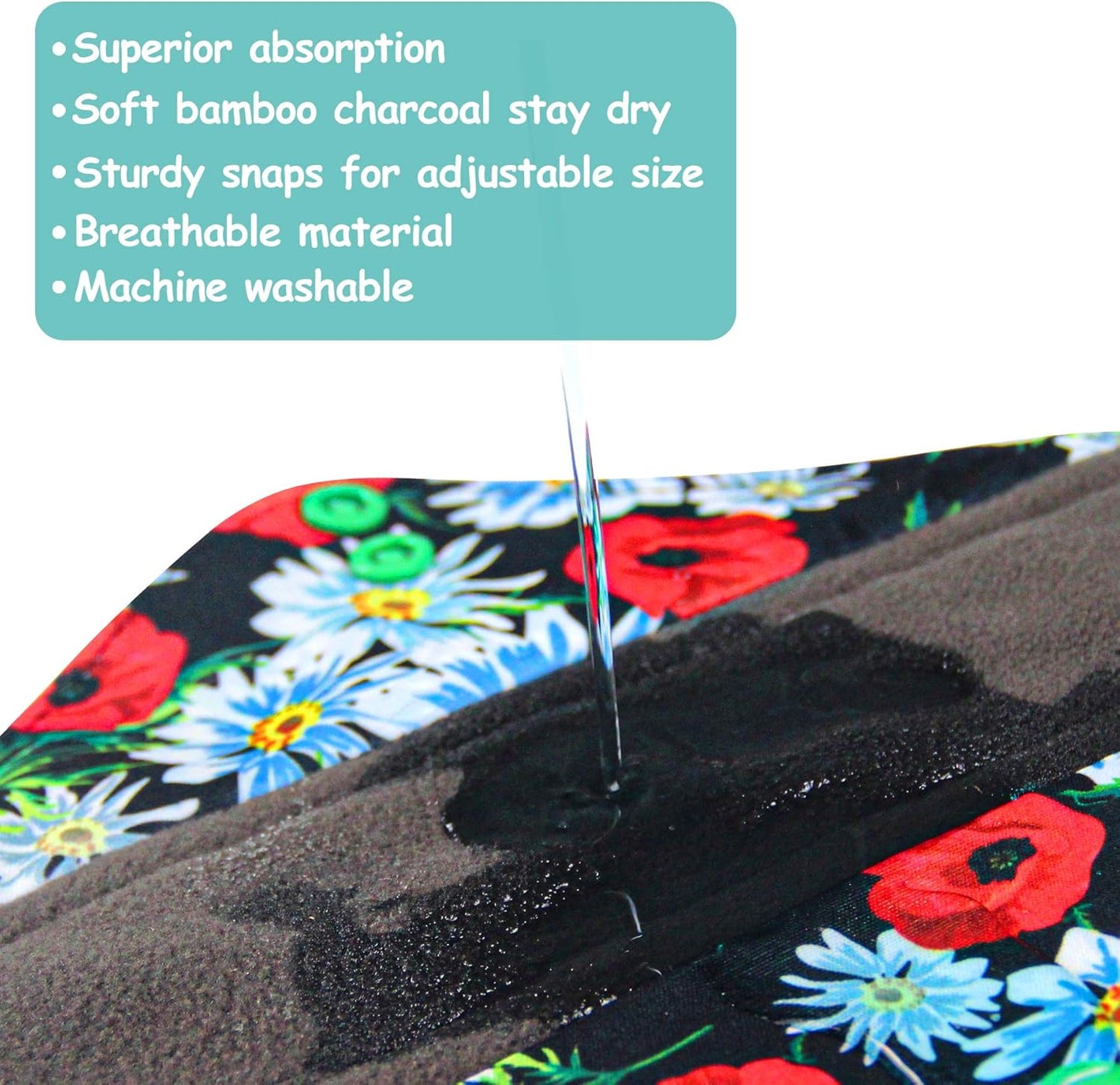 Leekalos Reusable Bamboo Cloth Pads - Light Incontinence Pads - Pack of 6, 1 Cloth Mini Wet Bag