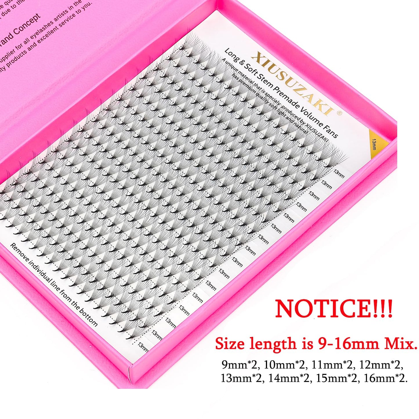 Premade Fans Eyelash Extensions 10D Volume Lash Extensions 0.03 Thickness Eyelash Extension C Curl Premade Lash Fans Mix 9-16mm Fluffy Soft Handmade Lash Fan(10D-0.03-C,9-16mm)