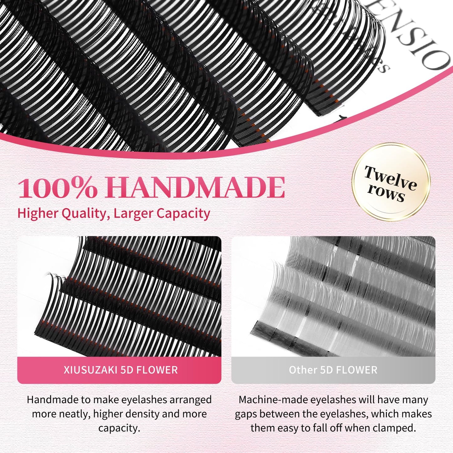 5D Flower Lash Extensions Spikes Lashes 0.07 Matte Black C Curl Lashes 10mm Volume Eyelash Extension Lash Trays Professional Use(5D Flower,0.07-C,10mm)