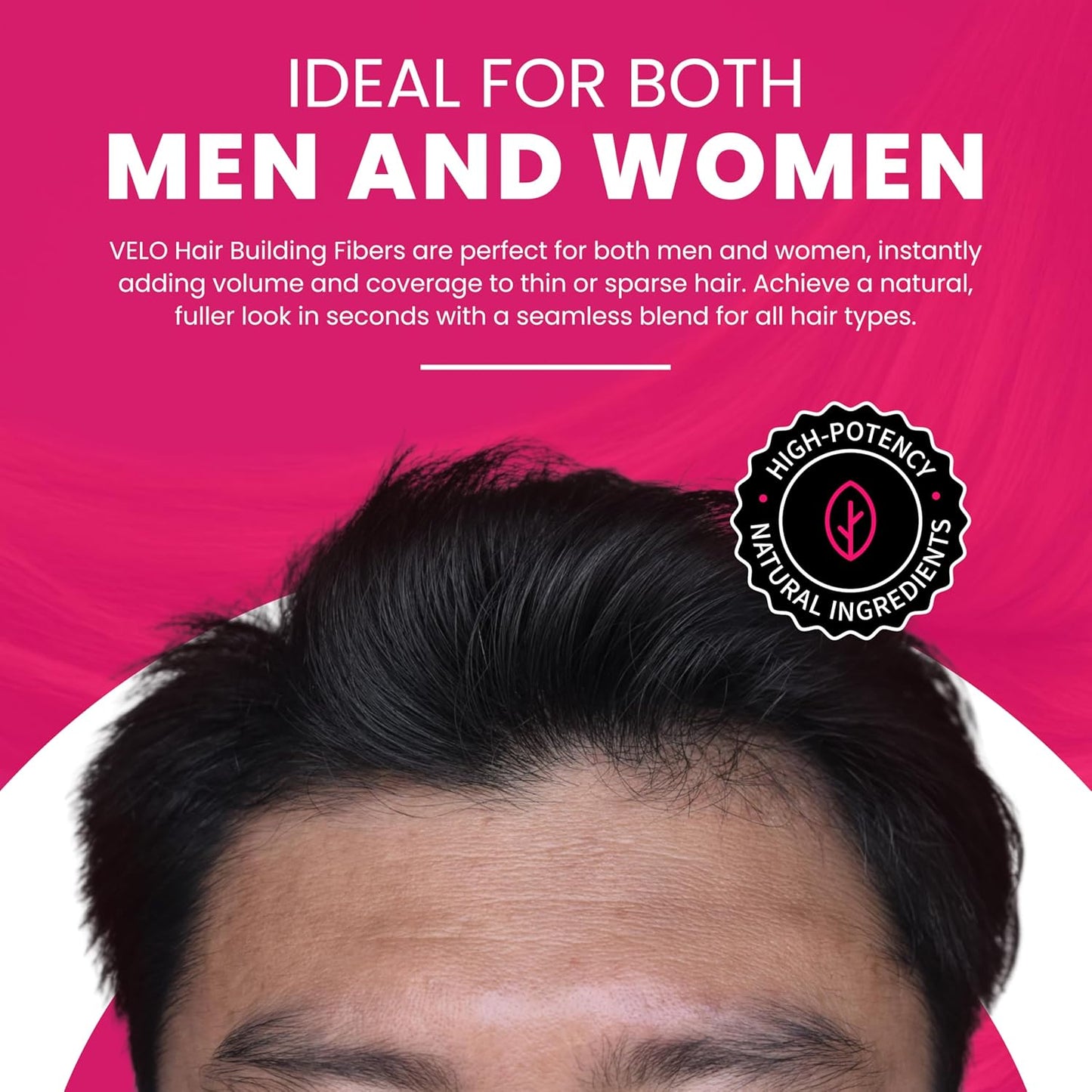 VELO Hair Building Fibers for Thinning Hair – GRAY Hair Fibers for Men & Women – Covers Bald Spots, Hairline Powder, Hair Thickening Fibers – Hair Filler Powder for Fuller-Looking Hair – 30g