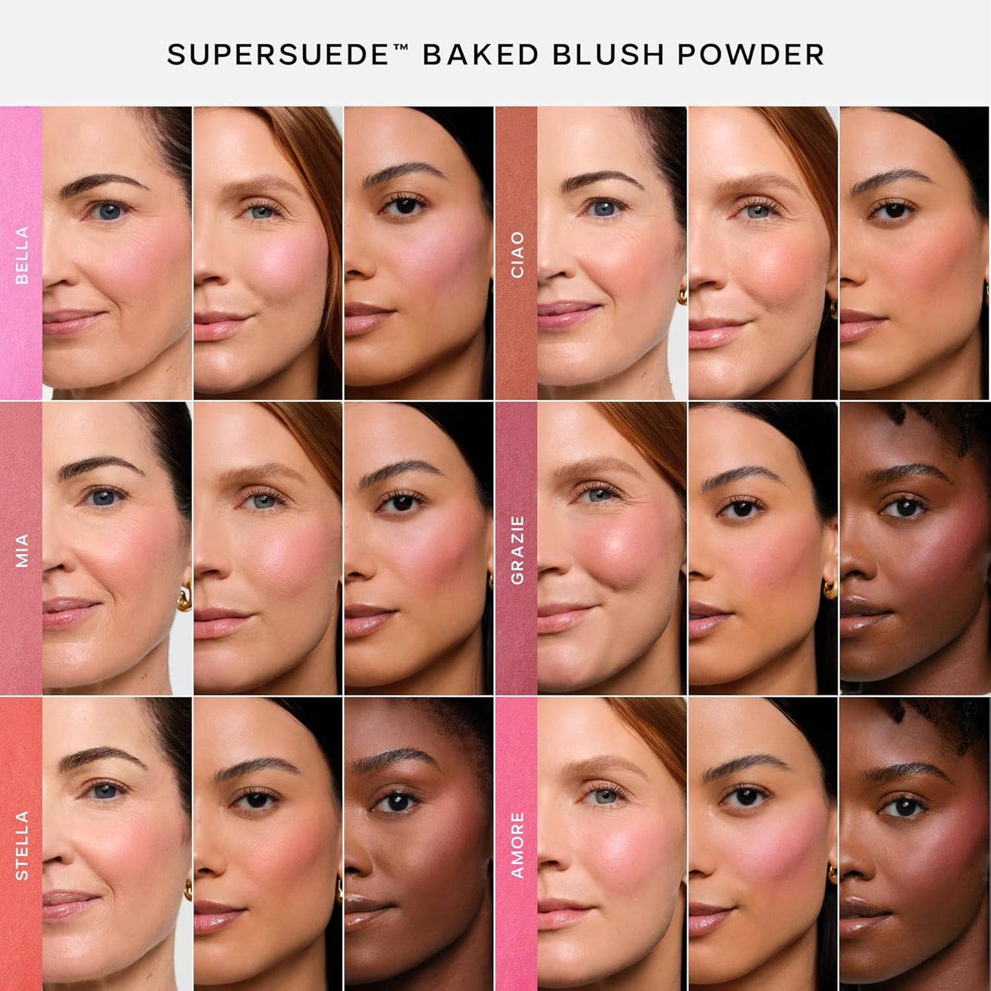 Saie SuperSuede Baked Blush - Talc-Free Powder Blush for All Day Wear - Enriched with Plant-Derived Squalane + Glycerin to Help Moisturize Dry Skin - Grazie (0.1 Ounce)