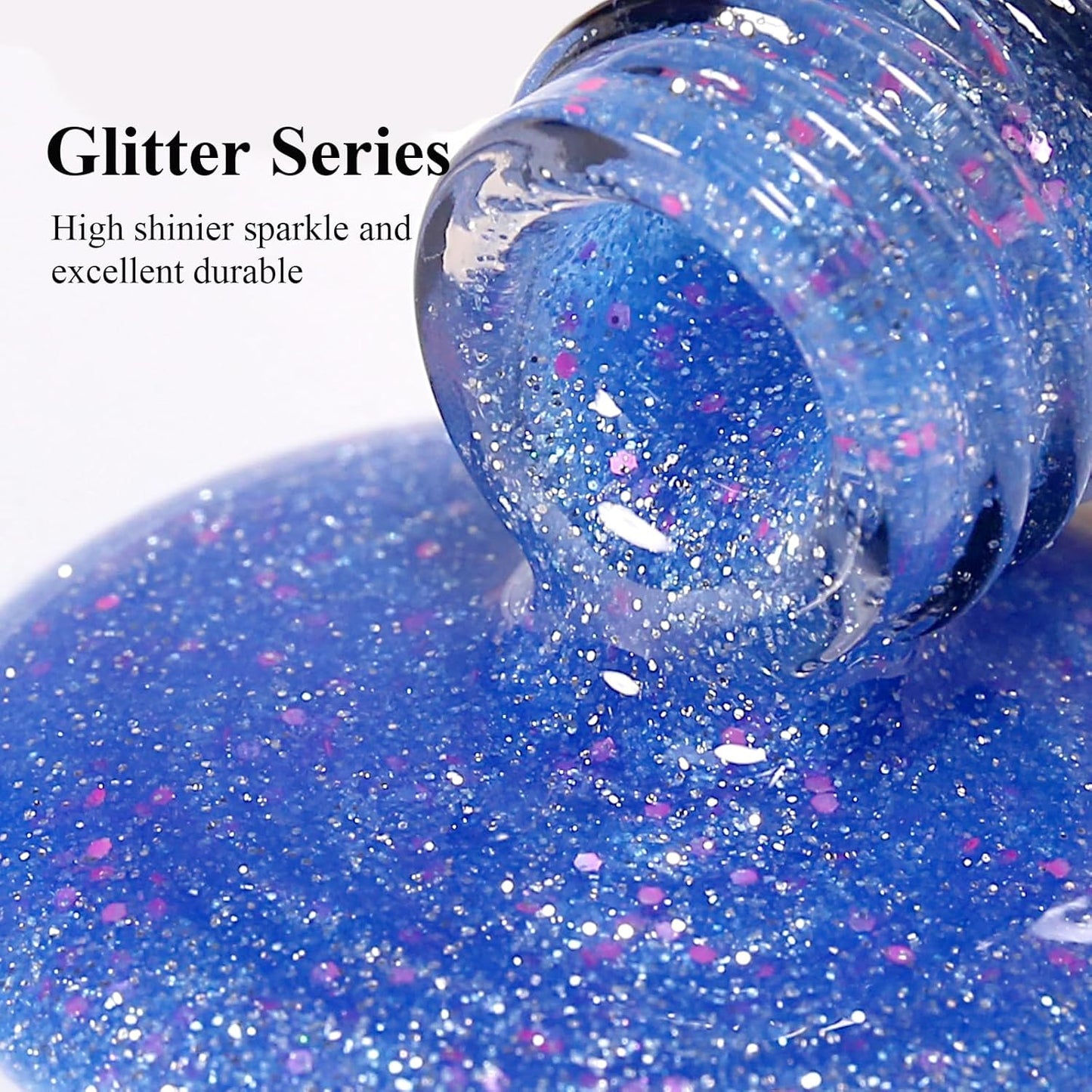 Imtiti Glitter Gel Nail Polish, Light Blue Iridescent Glitter Gel Polish Diamond Shimmer Sparkle Soak Off UV LED Nail Gel Polish Autumn Winter Gel Polish Manicure Gel Nail Kit 10ML