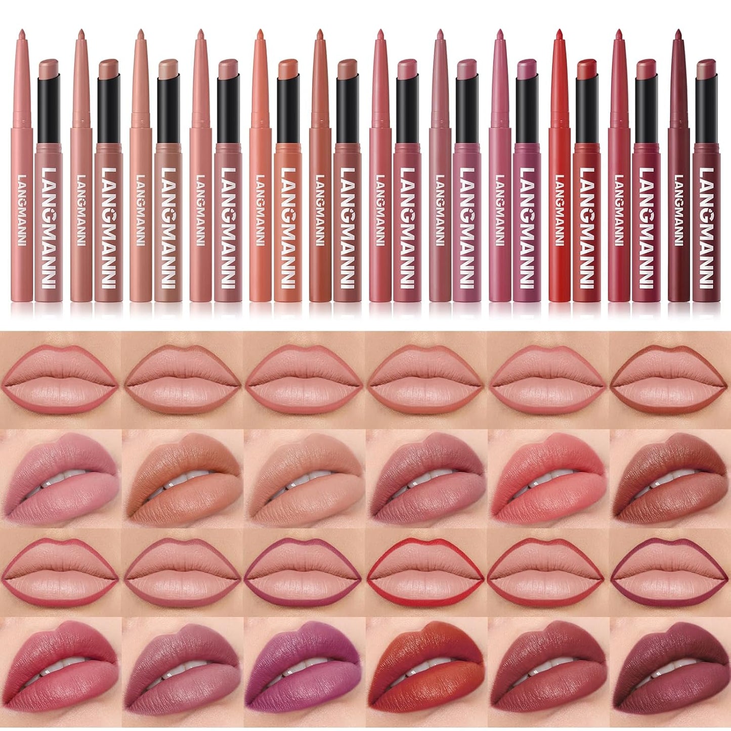 Jolilab 12Pcs Lip Set: 6 Colors Lip Liner+6 Colors Lipstick,Matte/Creamy,Smooth Creamy Texture,Long-Lasting,Bold/Nude Shades for Daily/Party, Vegan,Gift for Makeup Lovers.(Rich - Color Set B)