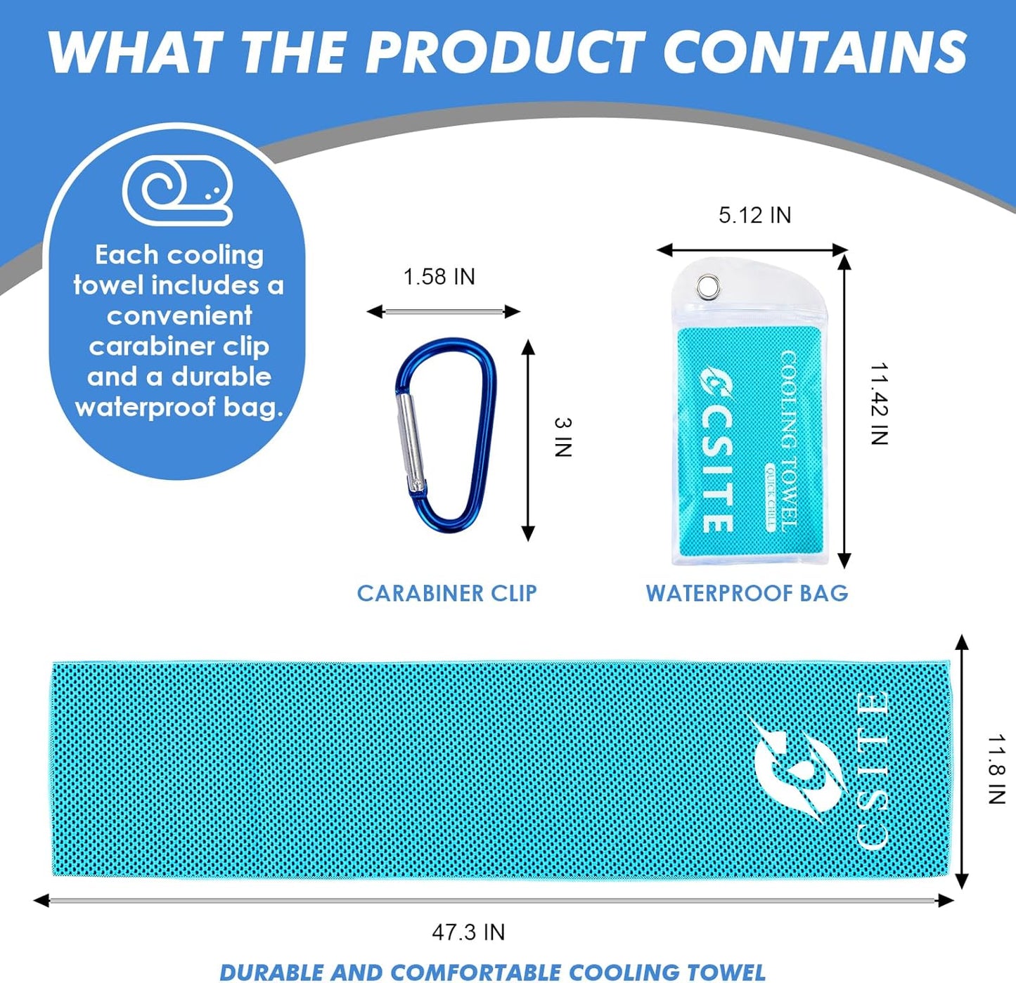 6 Pack Cooling Towels (47"x12") for Neck and Face, Ice Towel for Hot Weather, Soft Breathable Chilly Gym Towels, Microfiber Towel for Work Out, Yoga, Running, Camping & More Activities