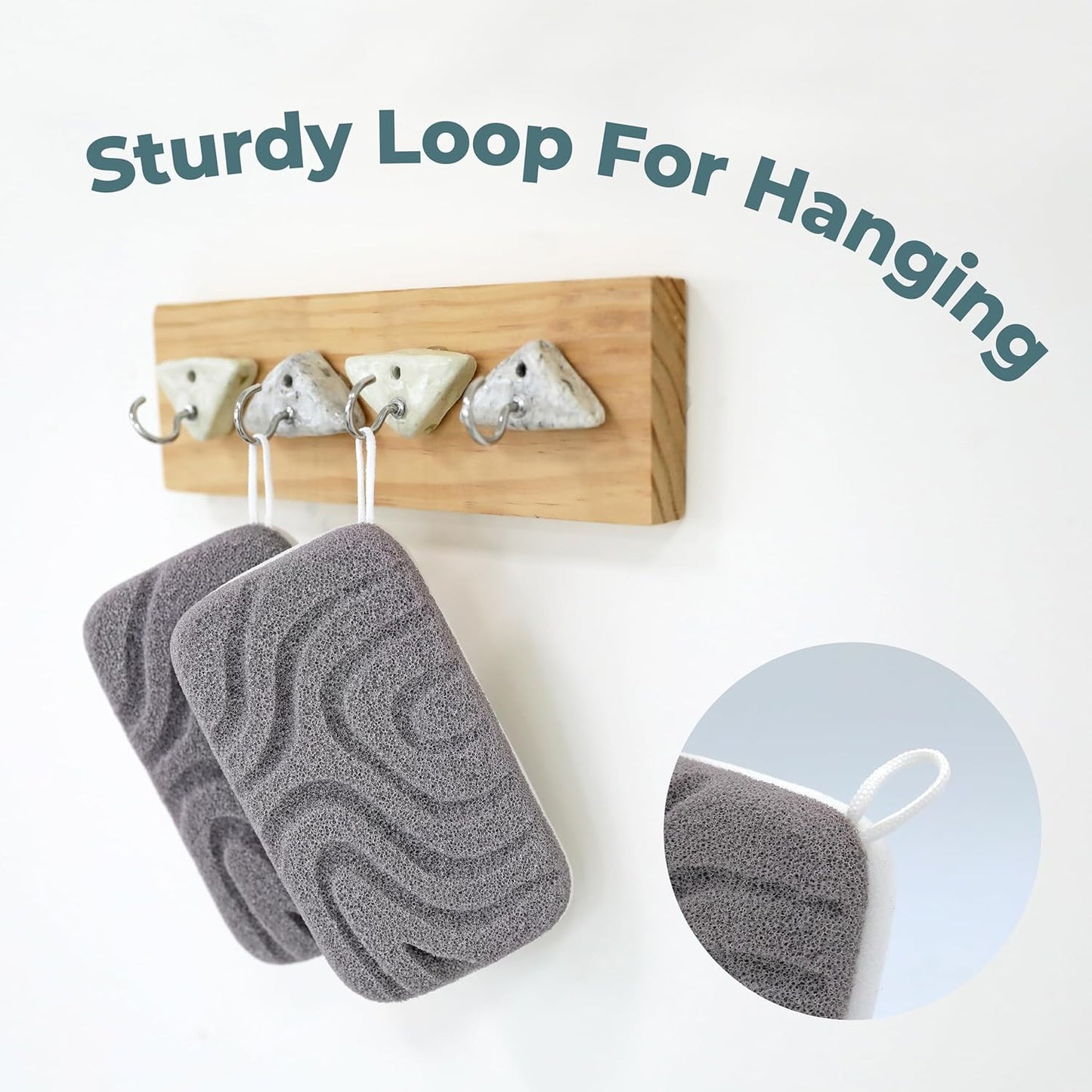 myHomeBody Dual-Texture Shower Sponge, Beauty Body Scrubber Exfoliator for Women, Exfoliating Loofah for Men, 2pc