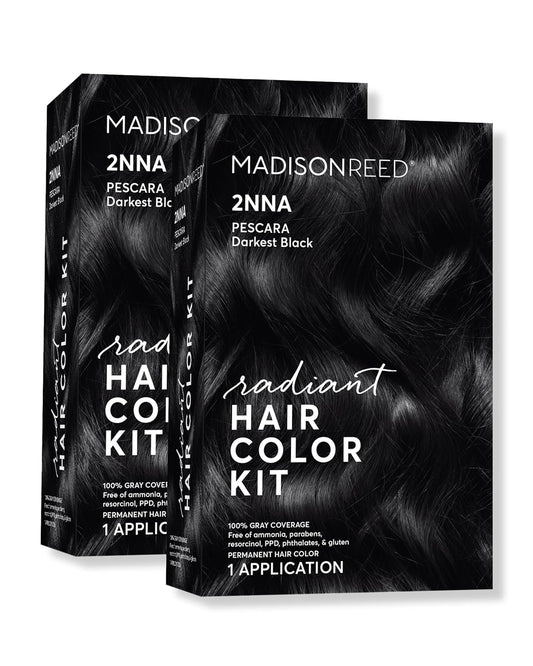 Madison Reed Radiant Hair Color Kit | 2NNA Darkest Cool Black with Ash Undertones (Pescara Black) for 100% Gray Hair Coverage | Dimensional Permanent Hair Dye | PPD-Free & Ammonia-Free | 2 Pack