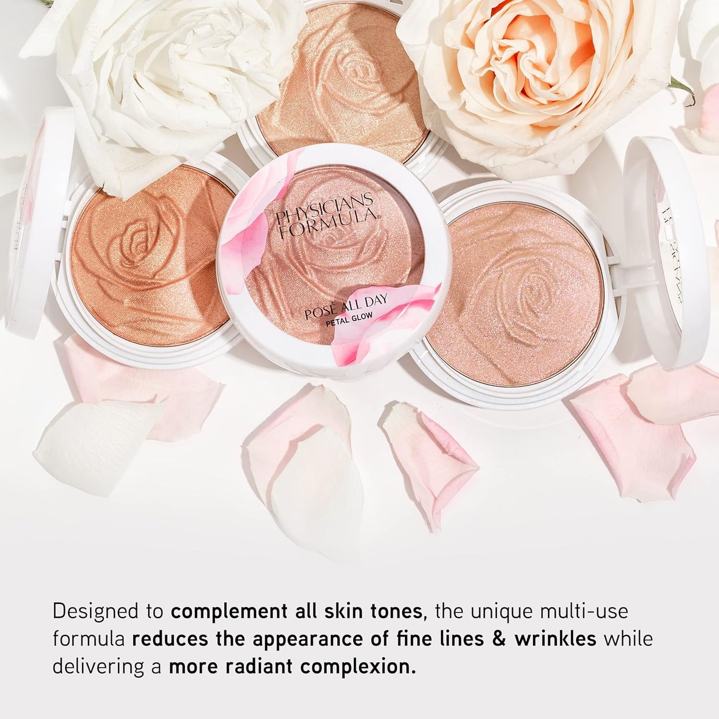 Physicians Formula Rosé All Day Highlighter Blush Face Powder, Blush Petal Glow, Shimmering Rose, Dermatologist Tested, Clinicially Tested (Pack of 2)