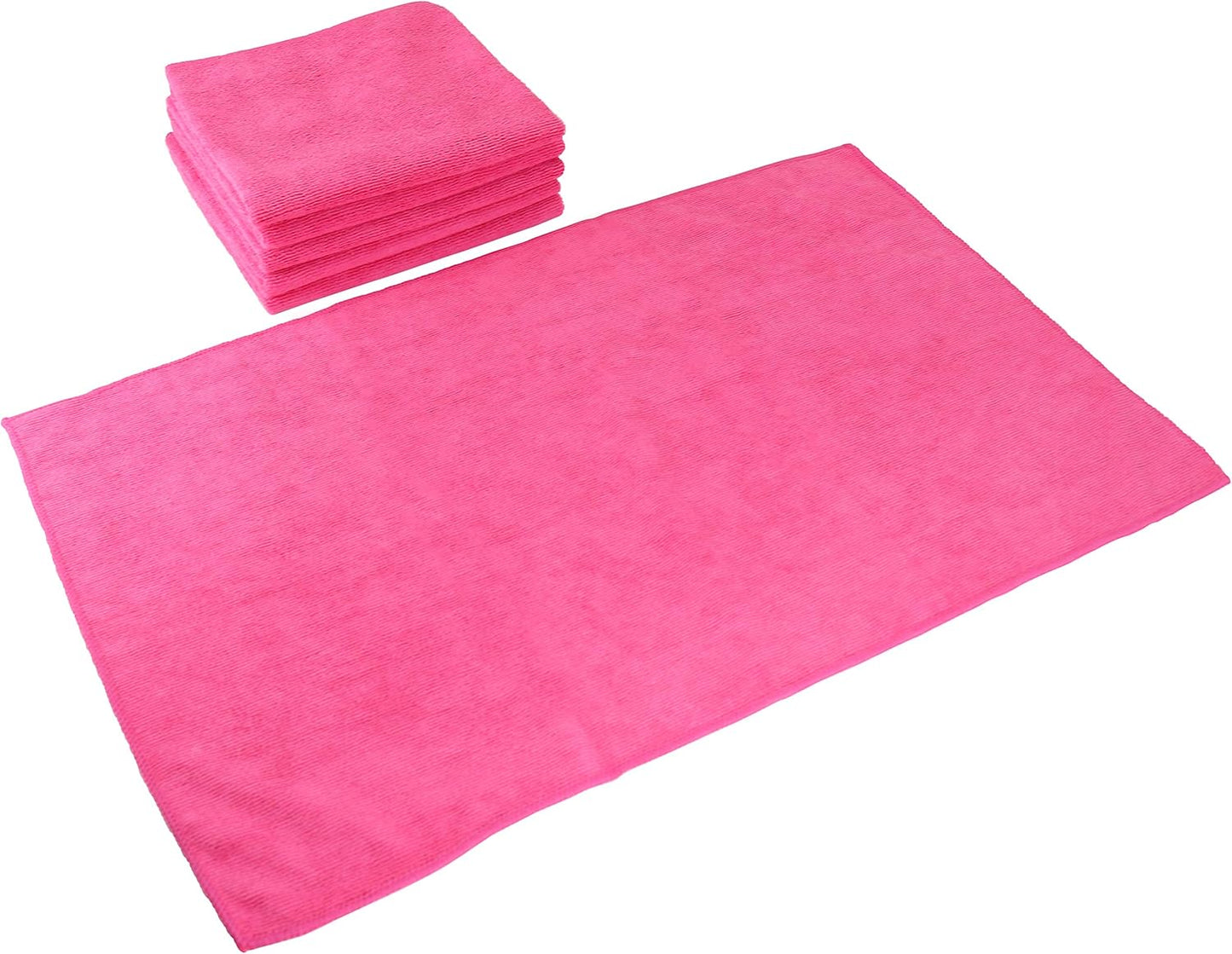 Arkwright Microfiber Gym Towel - Pack of 12 - Super Soft, Quick Dry Workout Sweat Towels, 300 GSM Lightweight & Absorbent for Sports, Working Out, Yoga, and Spa, 16 x 27 in, Hot Pink