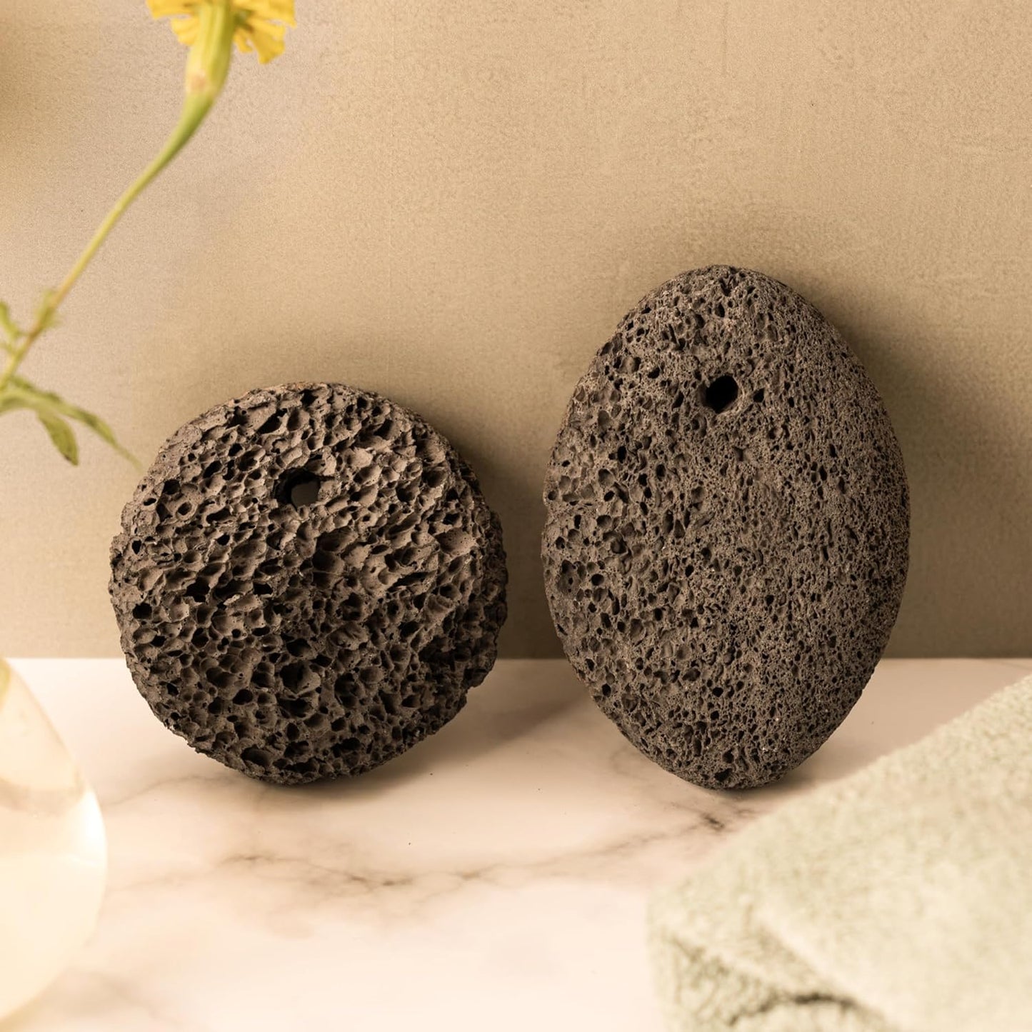 Natural Pumice Stone Set - Lava Foot Scrubber File, Round and Oval Shapes for Effective Exfoliation - Ideal for Cracked Heels, Callus Remover, and Dead Skin Removal - Brown Gray, 2-Pack