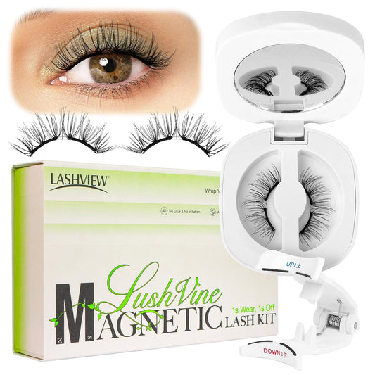 LASHVIEW Upgrade Soft Magnetic Eyelashes Natural Look, Reusable Magnetic Lashes, No Glue Needed, Windproof & Waterproof for All-Day Comfort (L15)