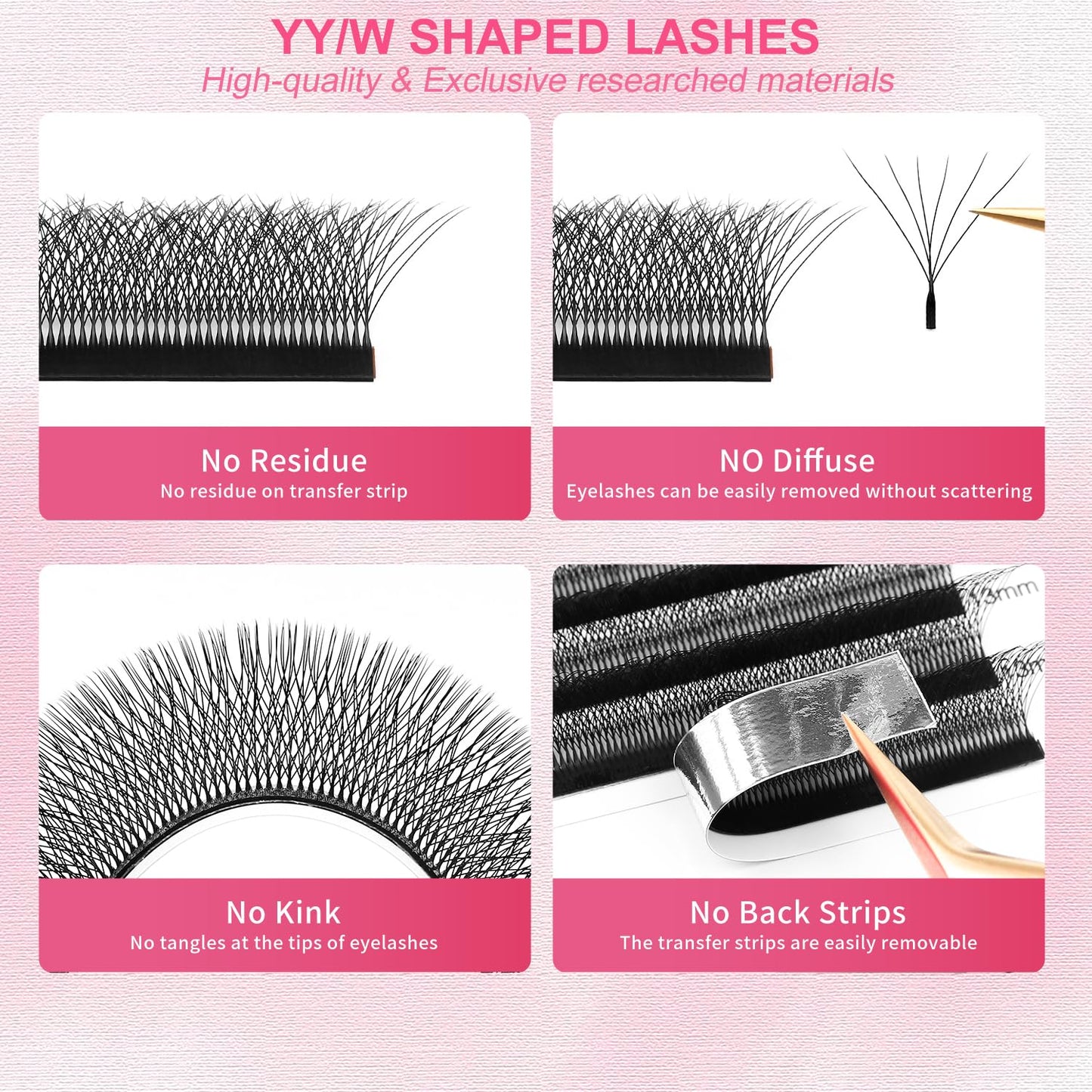 Lash Extensions 6D Eyelash Extensions W Lashes 0.07mm Thickness D Curl Lashes Mix 8-15mm Soft Lash Trays Volume Lash Extension Natural Matte black False Eyelashes Professional Use(W-6D-0.07-D,8-15mm)