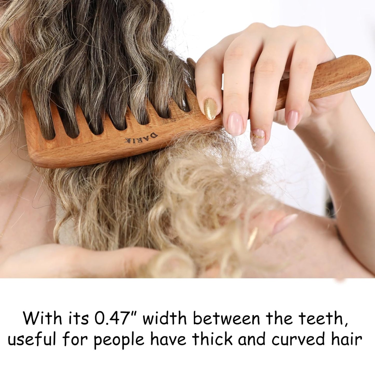 Wide Tooth Wooden Comb Handmade - Natural Vintage Style Wide Tooth Comb for Curls Gentle Styling - Anti-Static Wood Hair Combs For Women Detangling (Extra Wide Tooth)