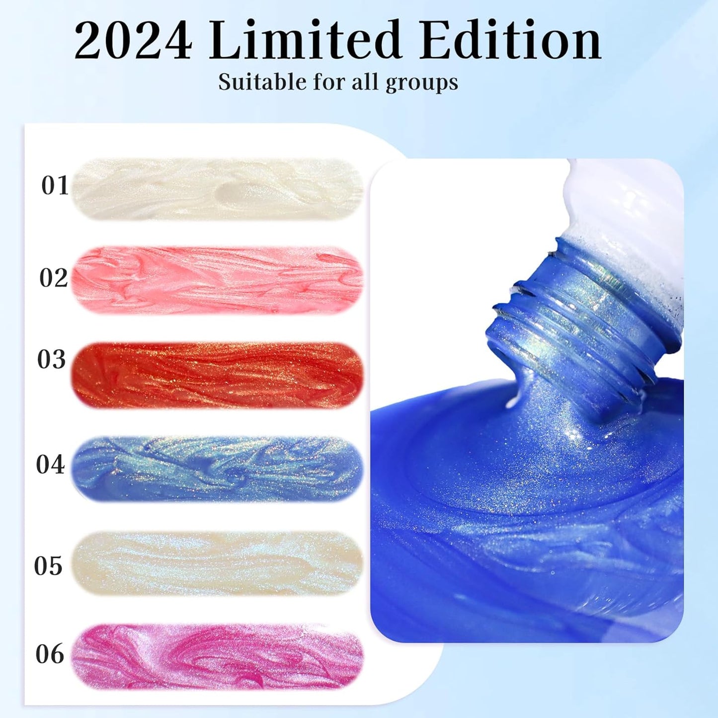 Mermaid Gel Nail Polish Set: 6 Colors - Pastel Pink, White, Orange, Blue, Pearl Gel with Swirl Shell Design - Uv Led Summer Nail Gel Polish DIY Swirl Shell Thread Effect for Girls