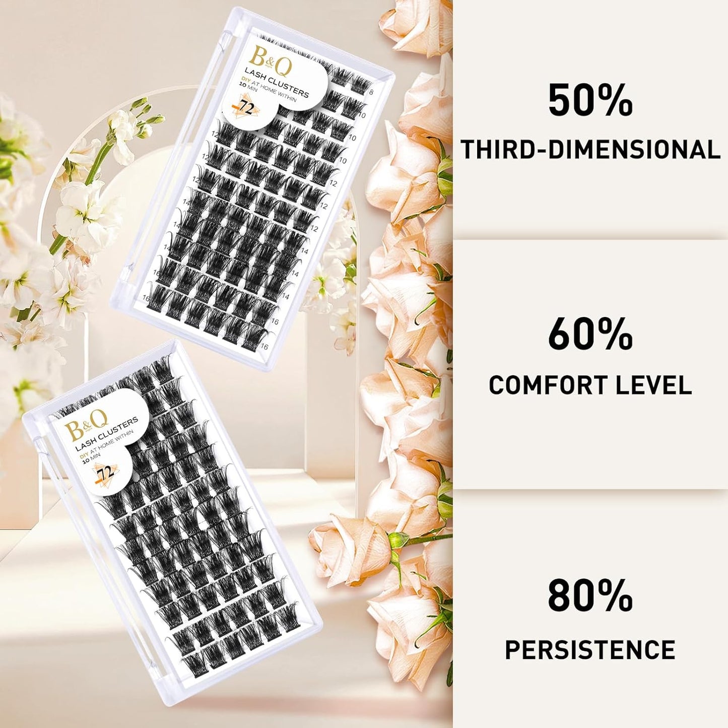 Lash Clusters B07 D Curl 18mm DIY Eyelash Extensions 72 Clusters Lashes C D Curl B&Qaugen LASH Mega Volume Individual Lashes Eyelash Clusters Extensions Individual Lashes Cluster at Home (B07,D-18mm)