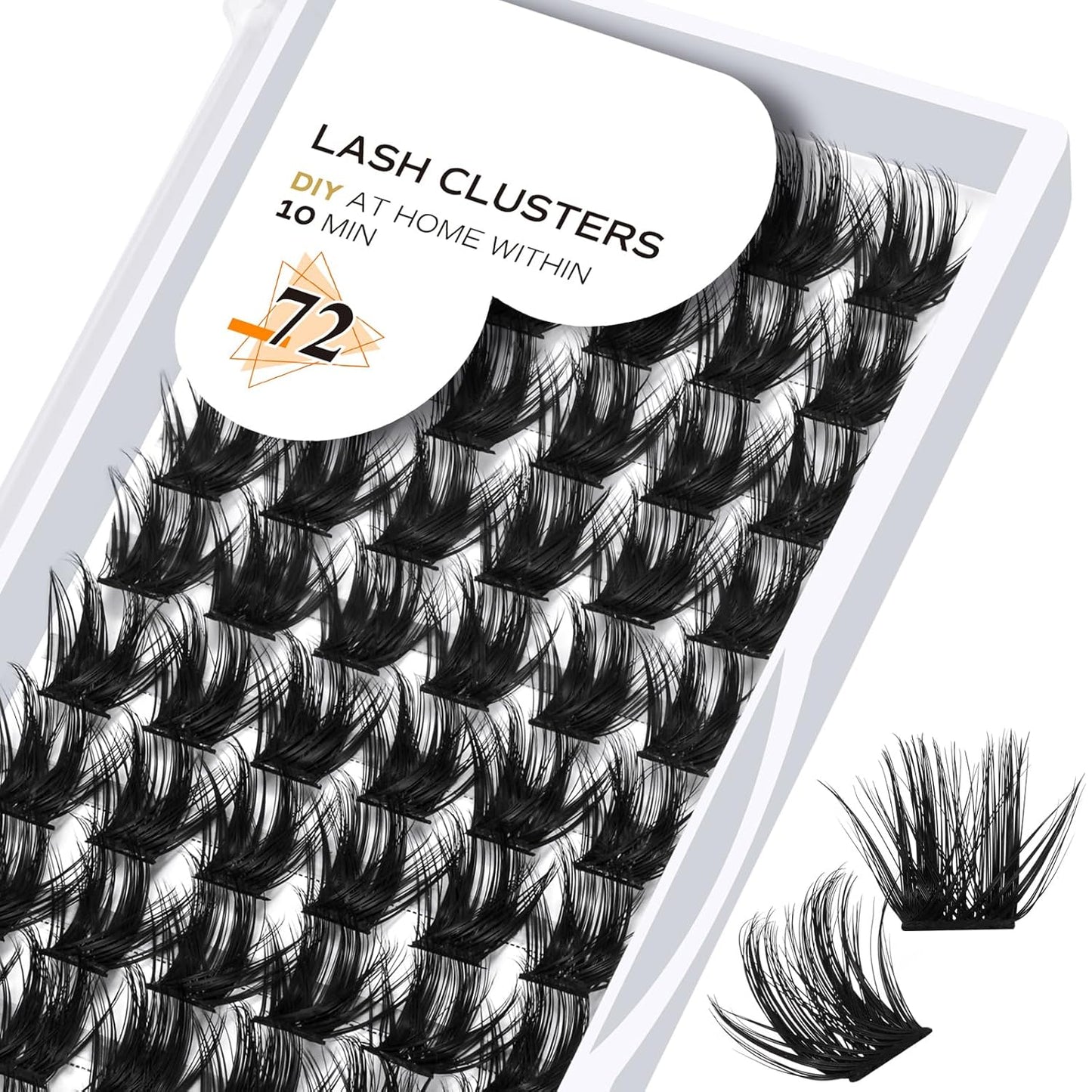 Lash Clusters B53 D Curl 14mm DIY Eyelash Extensions 72 Clusters Lashes B&Qaugen Volume Individual Lashes Eyelash Clusters Extensions Individual Lashes Cluster DIY at Home (B53,D-14mm)