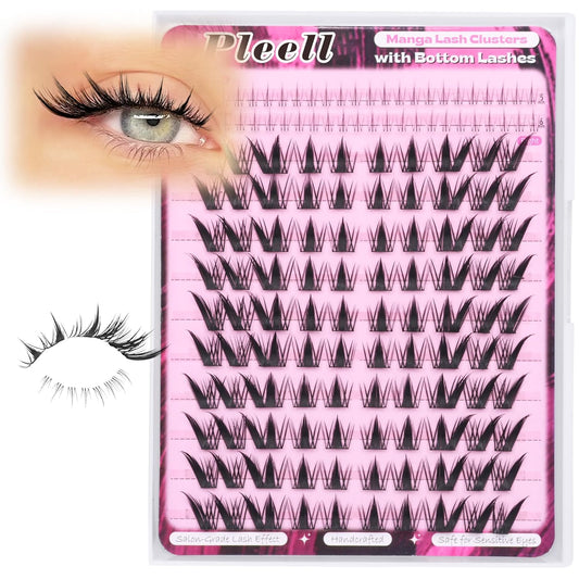 Fox Eye Lash Clusters Fairy Eyelash Clusters with Bottom Lashes Wispy Spiky Cluster Eyelash Extensions Natural C Curly Individual Lashes Manga Lash Extension Left+Right Cat Eye Lash Cluster by Pleell