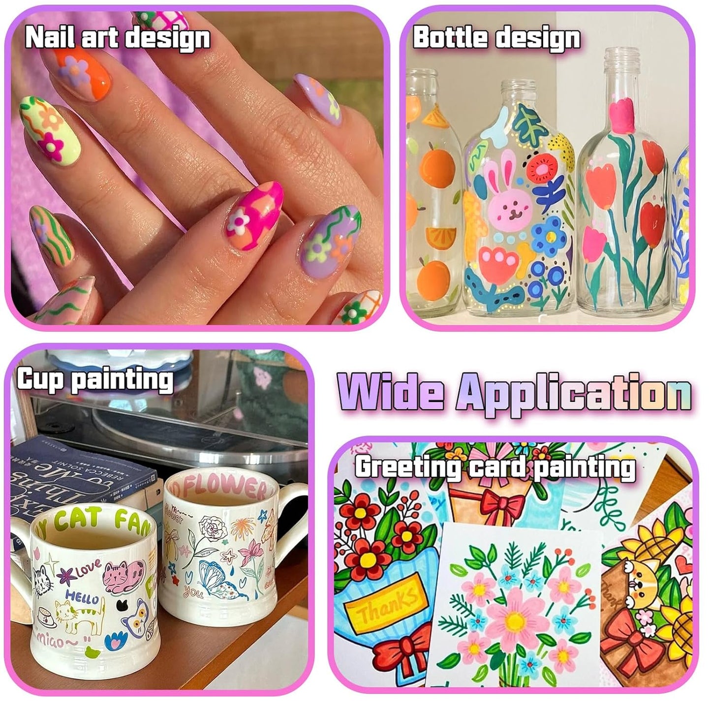 Nail Art Pens, 16 Colors Acrylic Nail Paint Pens Kit Quick Drying, 3D Gel Nail Polish Pen Graffiti Dotting Drawing Painting Liner Manicure for Home and Salon DIY