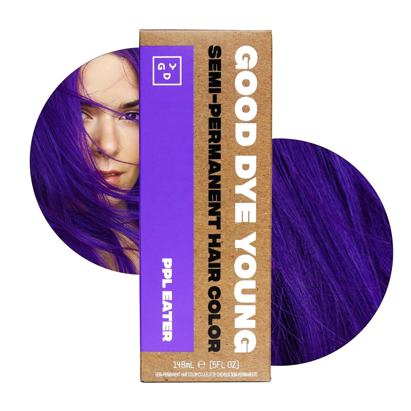 Good Dye Young Semi-Permanent Hair Color, Vegan and Cruelty-Free Purple Hair Dye, Last up to 24 Washes, Non-Damaging Conditioning Hair Color (5FL OZ, PPL Eater)