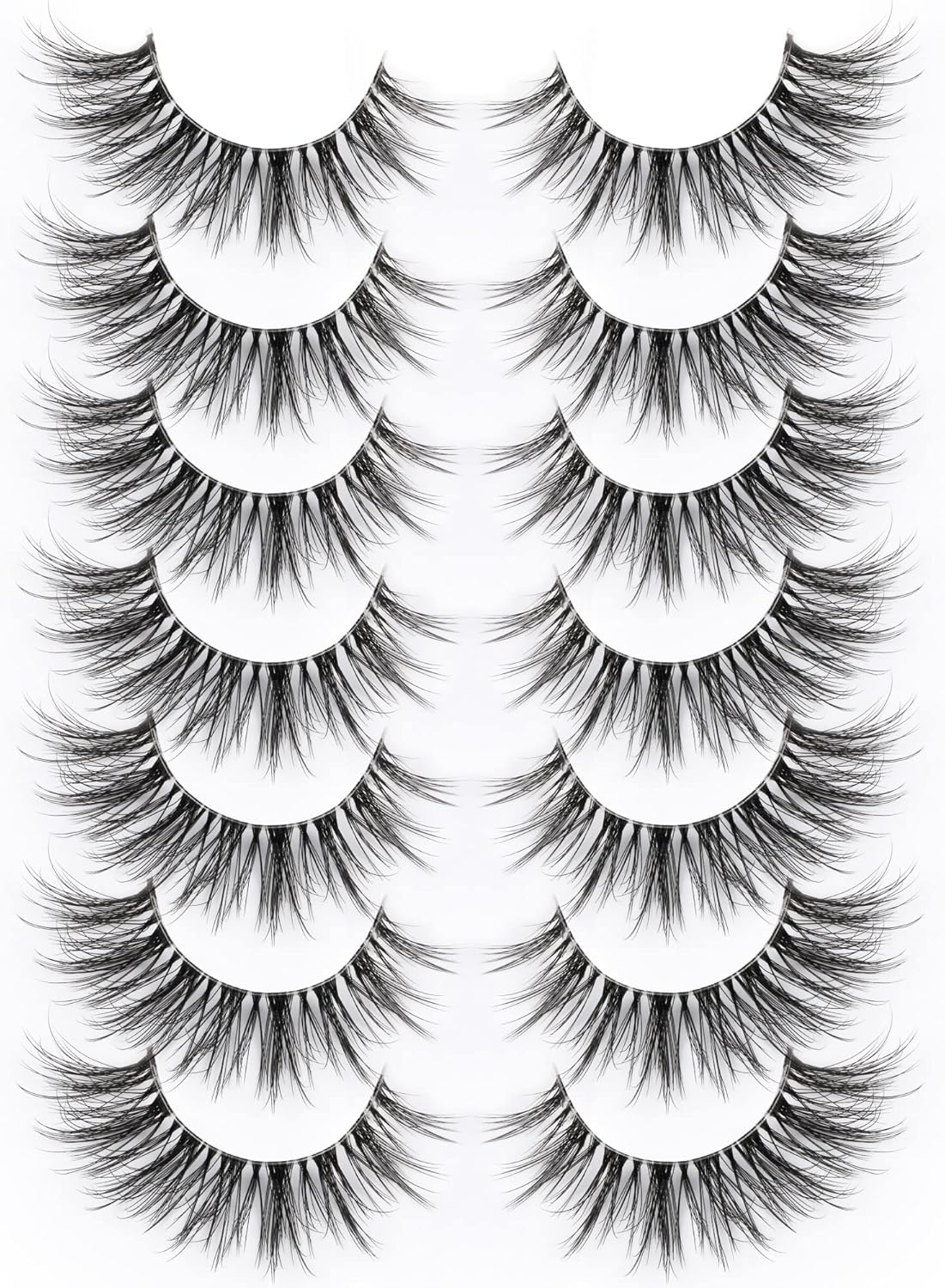 False Eyelashes with Clear Band Faux Mink Lashes Natural Look 3D Volume Wispy Fake Lashes Pack by Kiromiro 7 Pairs