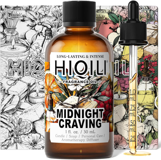HIQILI Midnight Craving Fragrance Oil, Inspired by Y S.L's B.Lack O.pium, for Diffuser, Candle & Soap & Perfume Balm Making, Sweet Gourmand Aroma- 1 Fl Oz