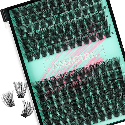 Wispy Lash Clusters Eyelash Extensions 144pcs Individual Lashes Cluster 16mm C Curl Fake Eyelash with Thin Band DIY Cluster Lashes At Home For Beginners (C-16mm)