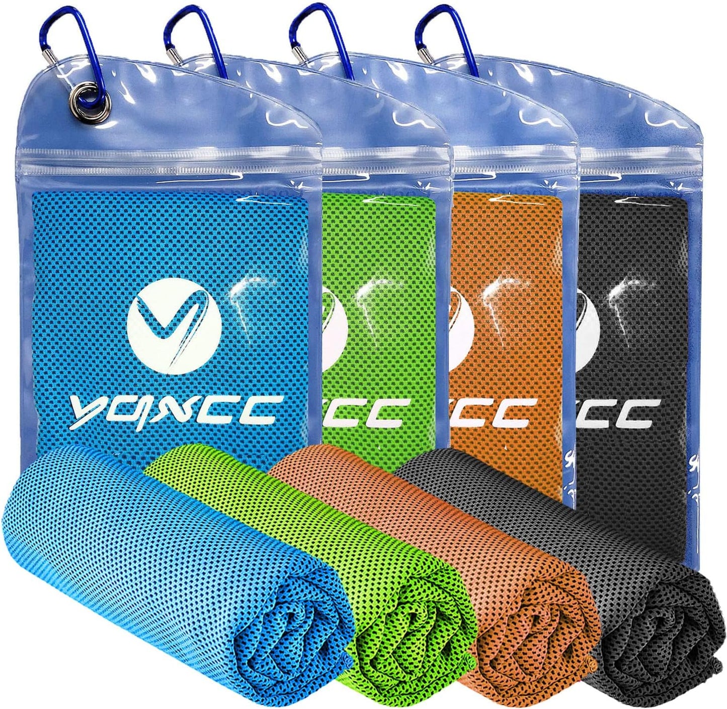 YQXCC Cooling Towels | 4 Pack 47"x12" | Ice Cool for Neck | Microfiber Soft Breathable Chilly | for Yoga, Sports, Golf, Gym, Camping, Running, Fitness, Workout & More Activities