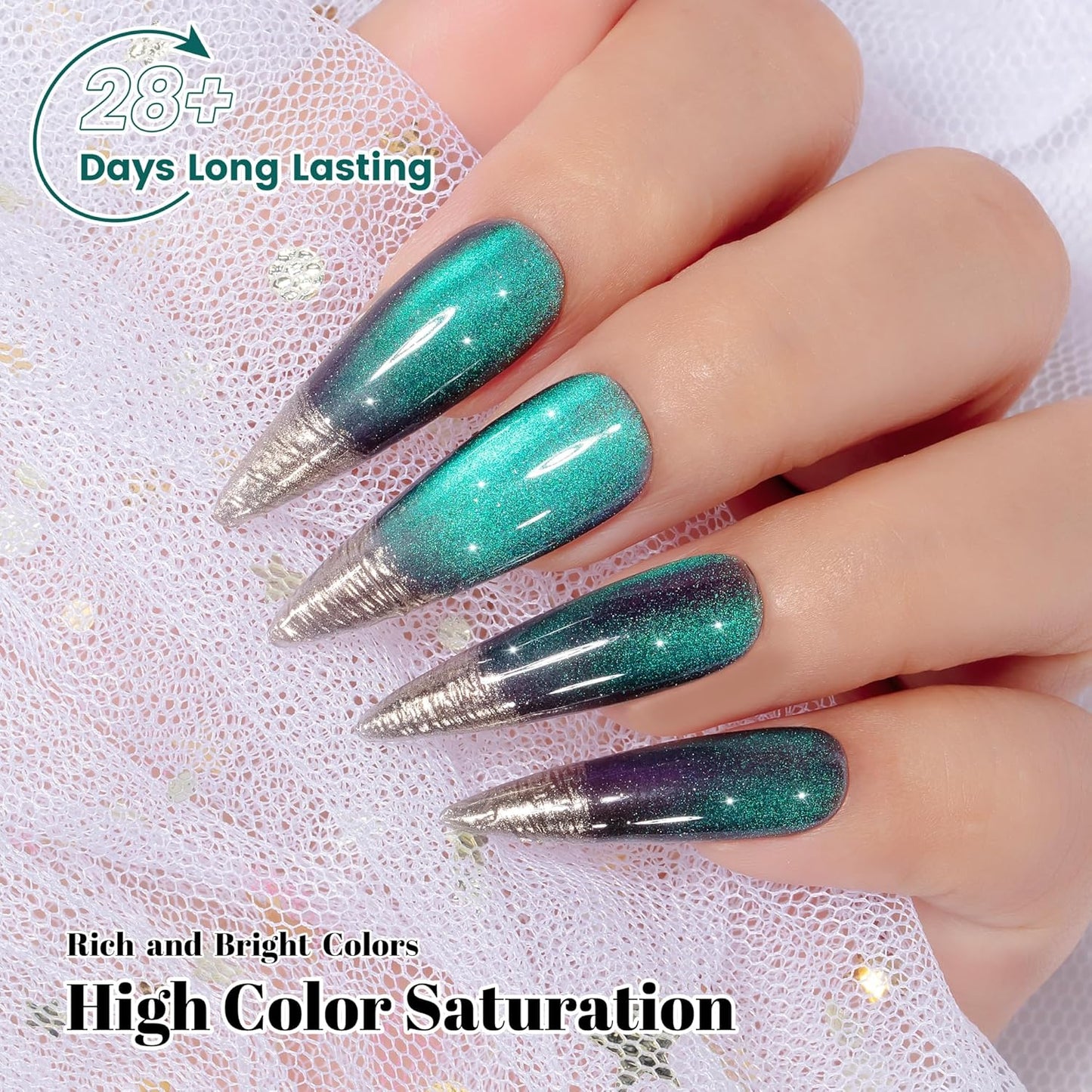 YTD Likomey Cat Eye Gel Nail Polish,15ml Black Green Purple Multi-Color Velvet Diamond Holographic Neutral Jelly Sheer Magnetic Shimmer Glitter Fall Winter UV Color Varnish with Magnet Stick,MY392