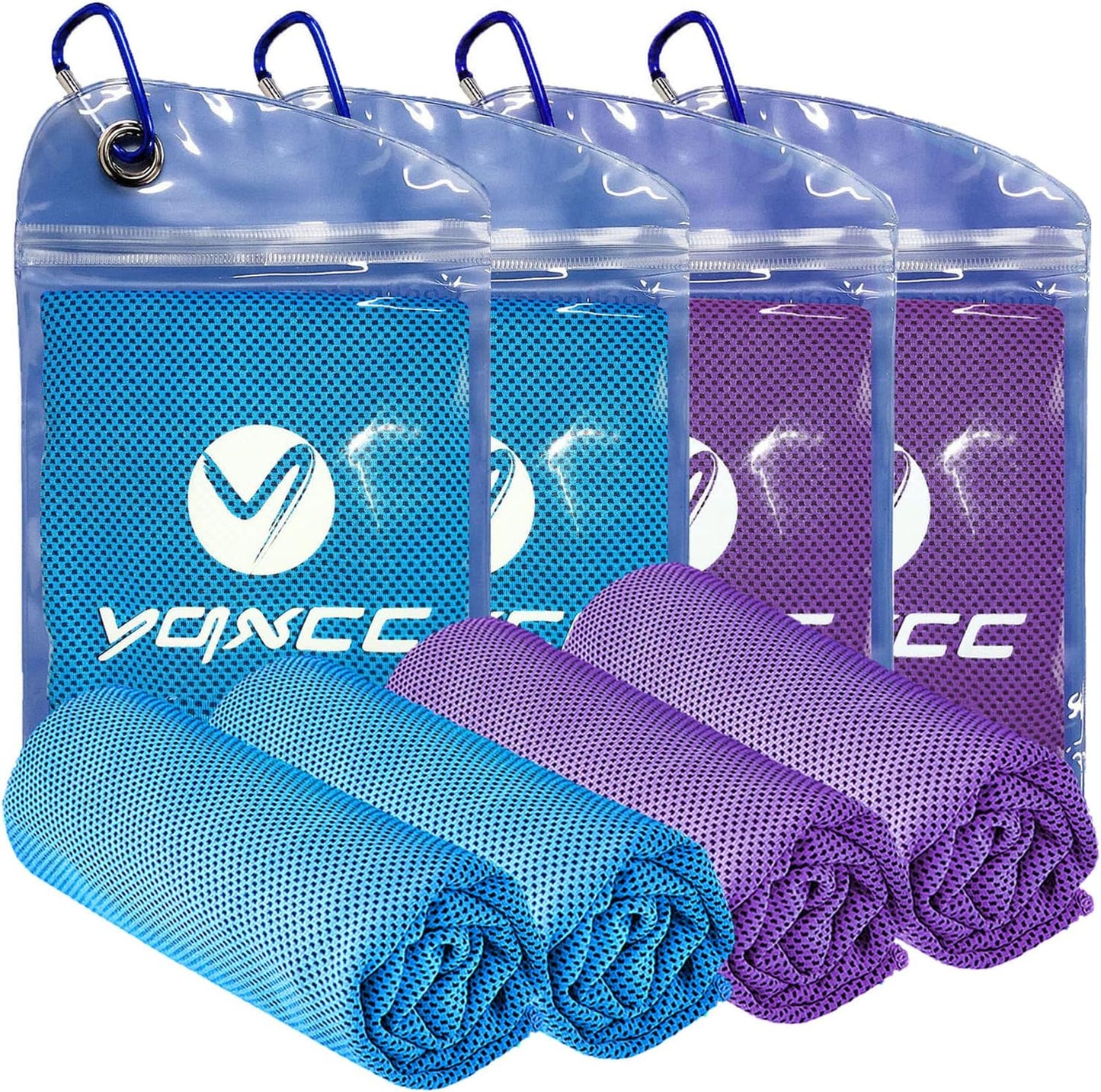 YQXCC 4 Pack Cooling Towels | 40"x12" | Cool for Neck and Face | Microfiber Soft Breathable Chilly | for Yoga, Sport, Golf, Gym, Camping, Running & More Activities