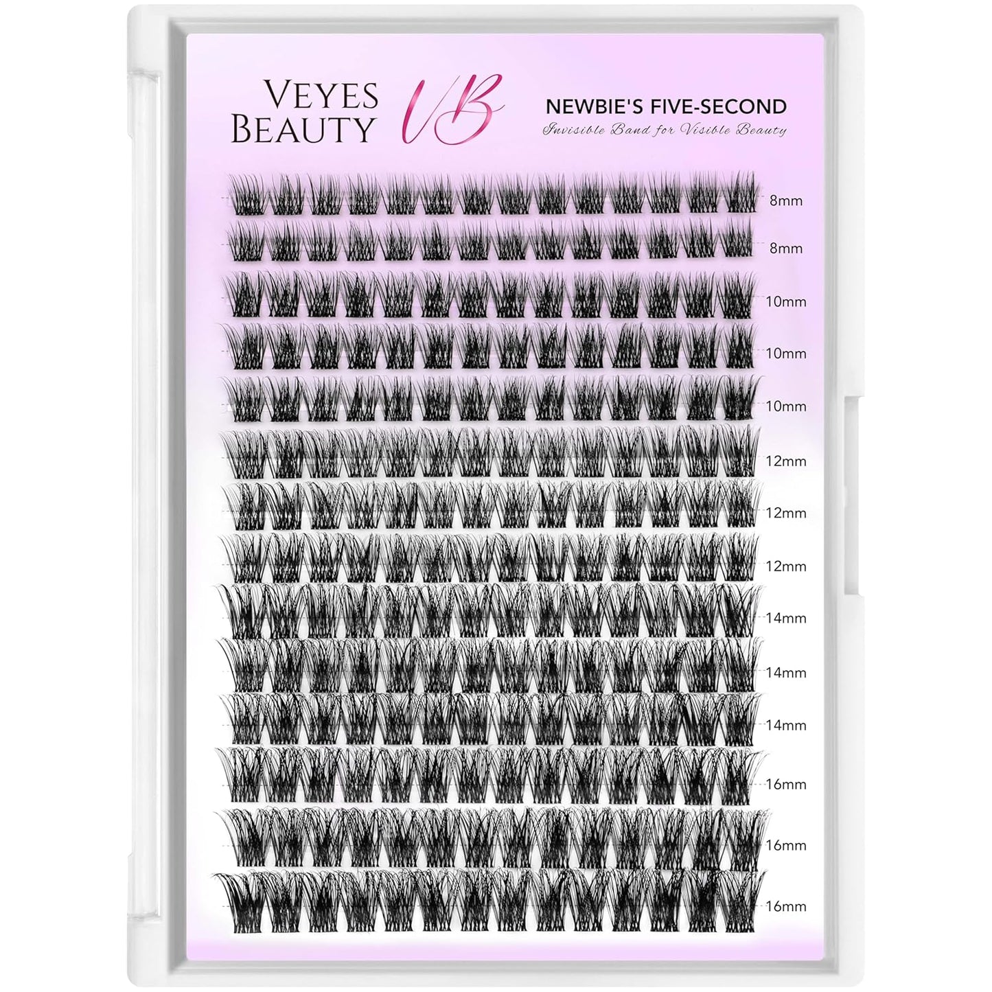 VEYESBEAUTY Lash Clusters Individual Eyelash Extensions Thin & Invisible Band DIY False Eyelashes for Self-application Newbie's Five-Second Series Wispy Lash Tray, Dreamy 8-16mm Mixed Length