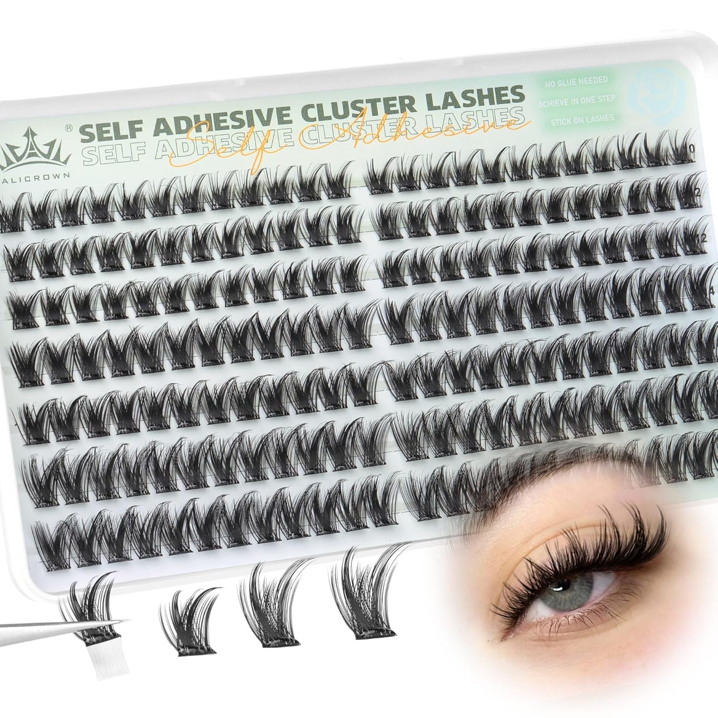 Self Adhesive Eyelash Clusters 168Pcs No Glue Lash Clusters Pre-glued Wispy Lash Extensions Self Adhesive Eyelashes Extensions Press on Individual Lash Extensions 10MM-16MM