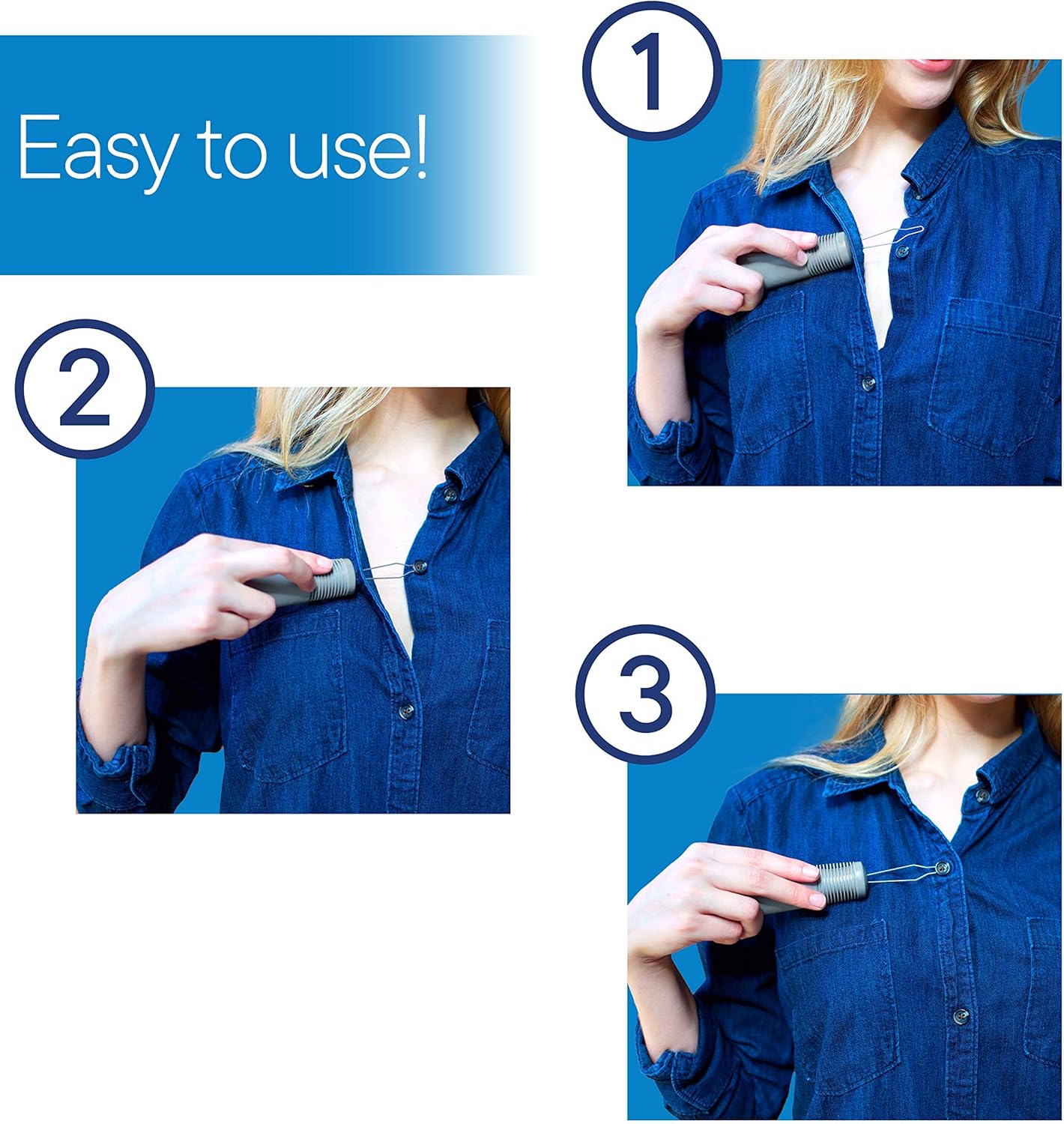 RMS Button Hook with Zipper Pull - Button Assist Device with Comfort & Wide Grip, Shirt & Coat Buttoning Aid Ideal for Limited Dexterity Caused by Arthritis (Grey)