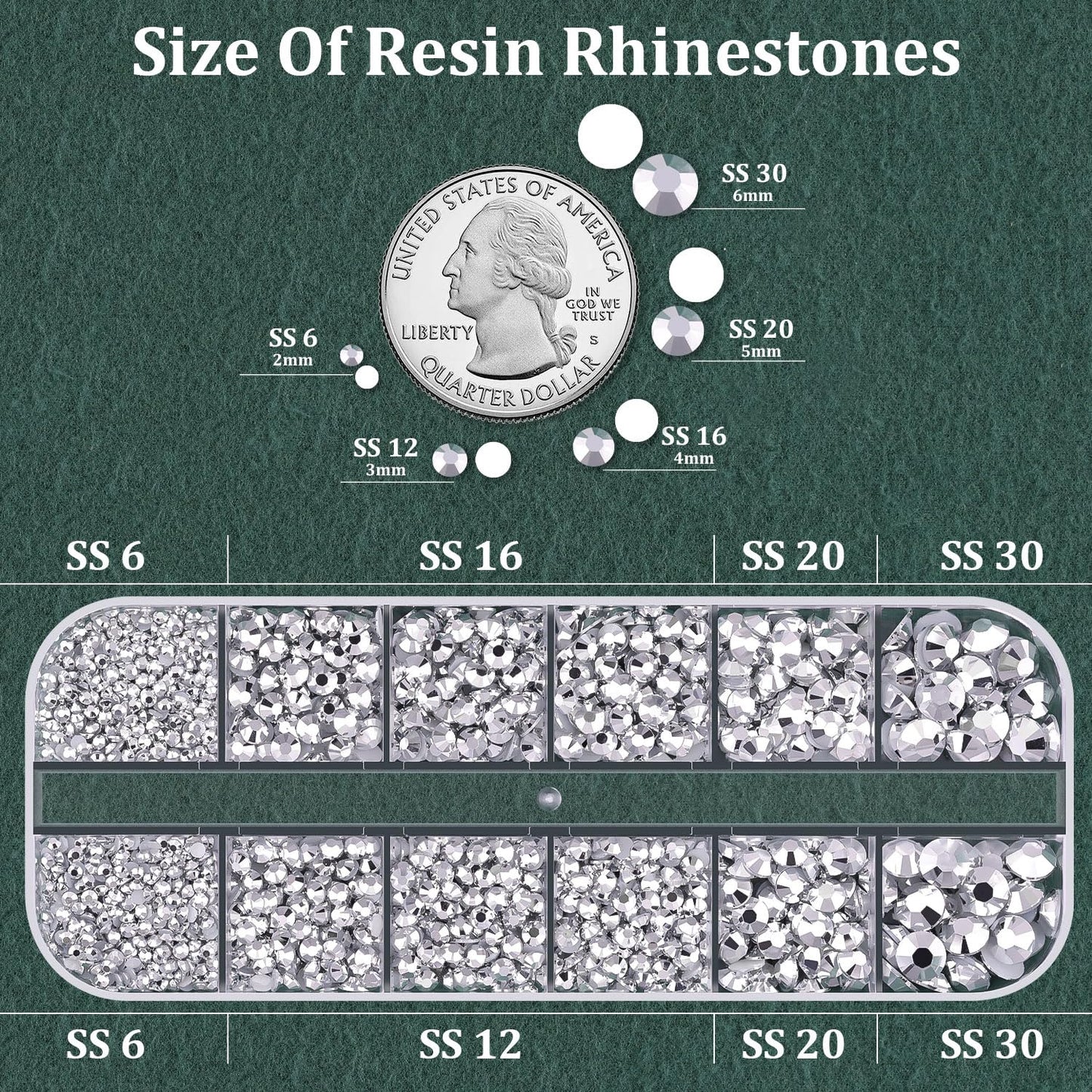 Resin Rhinestones for Crafting with B7000 Jewelry Glue, 1 Box Silver Flatback Crystals with 3Pcs 10ml Glue for Bedazzling Crafts DIY Nail Art Makeup，Non Hotfix Gems for Clothing Shoes