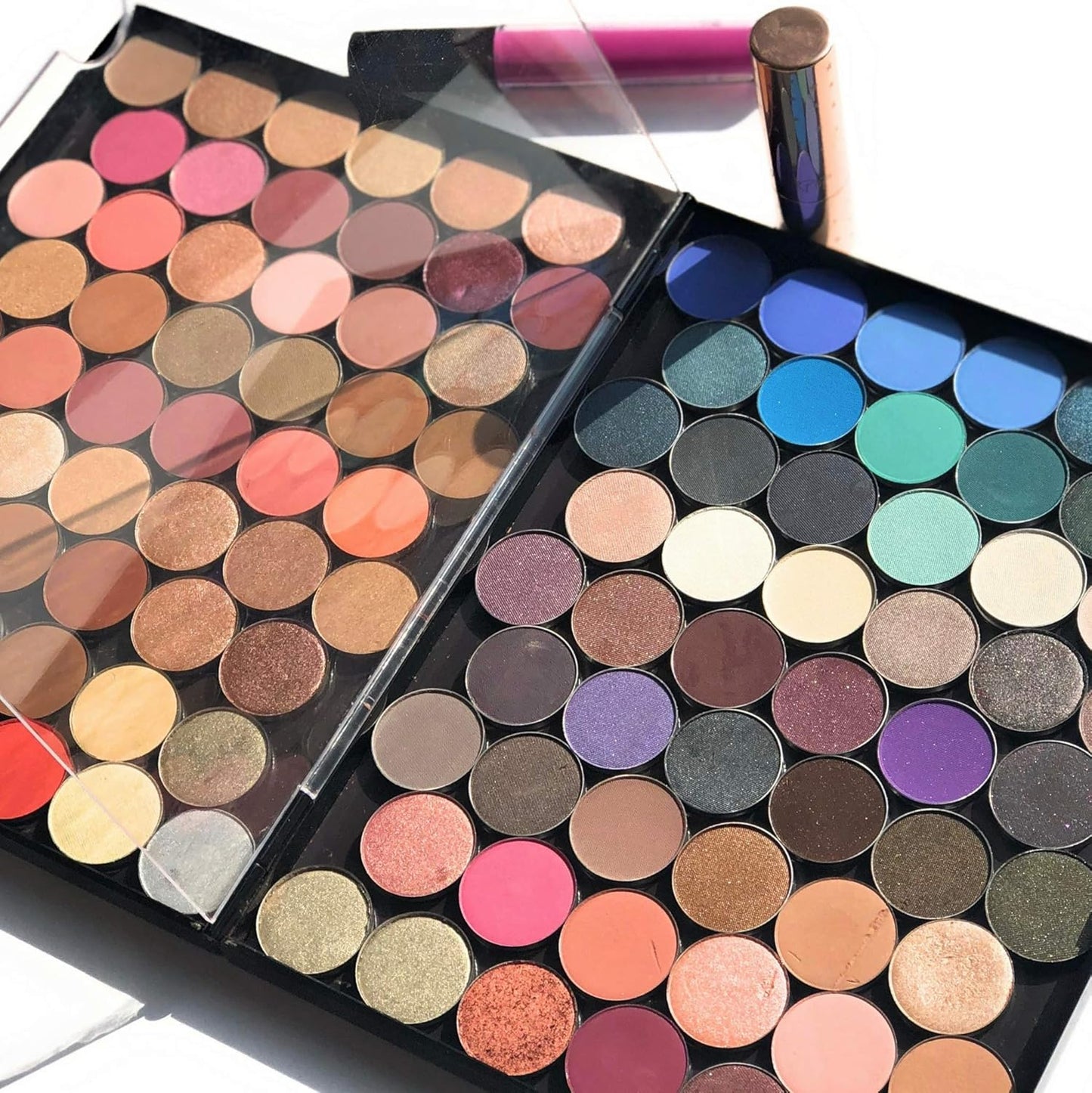 The Adept Palette in Singularity Black - Double Sided Magnetic Empty Palette with Divider, Holds Over 100 Single Round Standard Sized Eyeshadow Pans, Hardshell Case