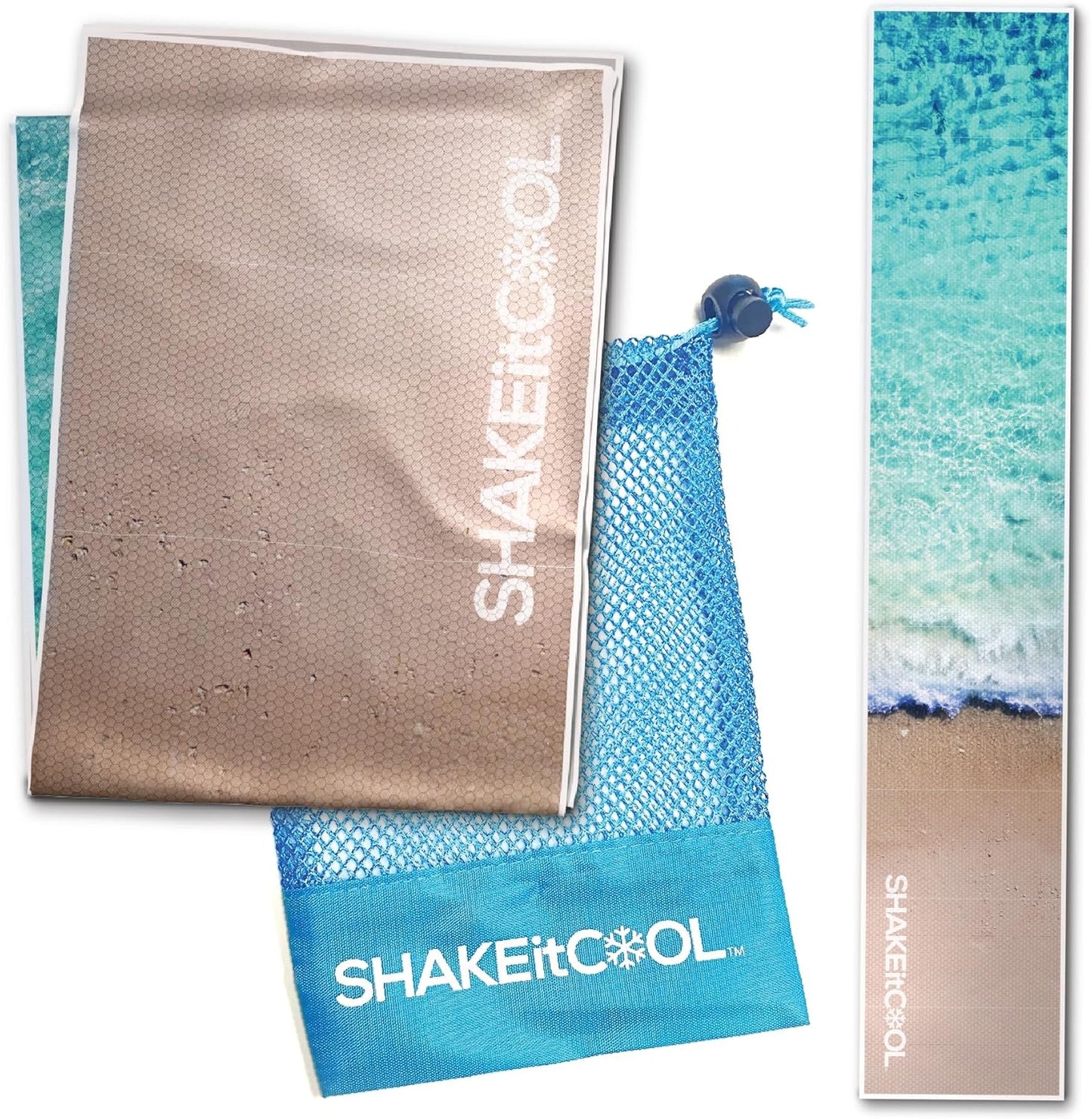 SHAKEitCOOL Original Cooling Towel – Be Cool in Style - Heat Relief, Soft, Lightweight, Sun Protection, Easy Clean - Perfect for Biking, Running, Yoga, Gym, Gardening - Beach