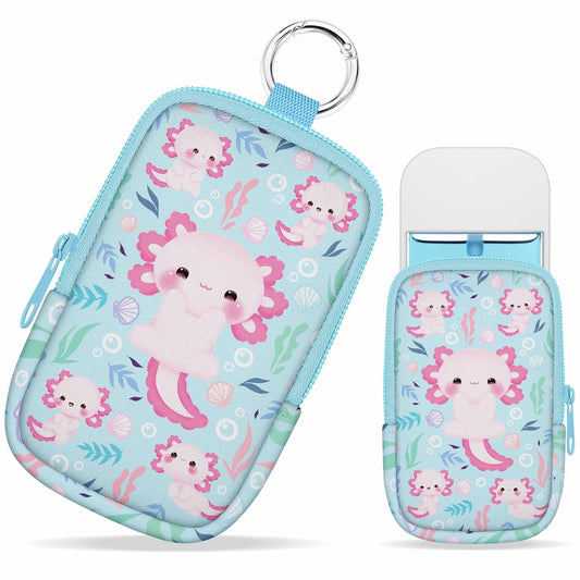 Hand Sanitizer Spray Case, Axolotls Hand Sanitizer Holder Zippered Pouch, Cute Fashion Accessory with Snap Hook for Glow Mist and Power Mist 1FL OZ