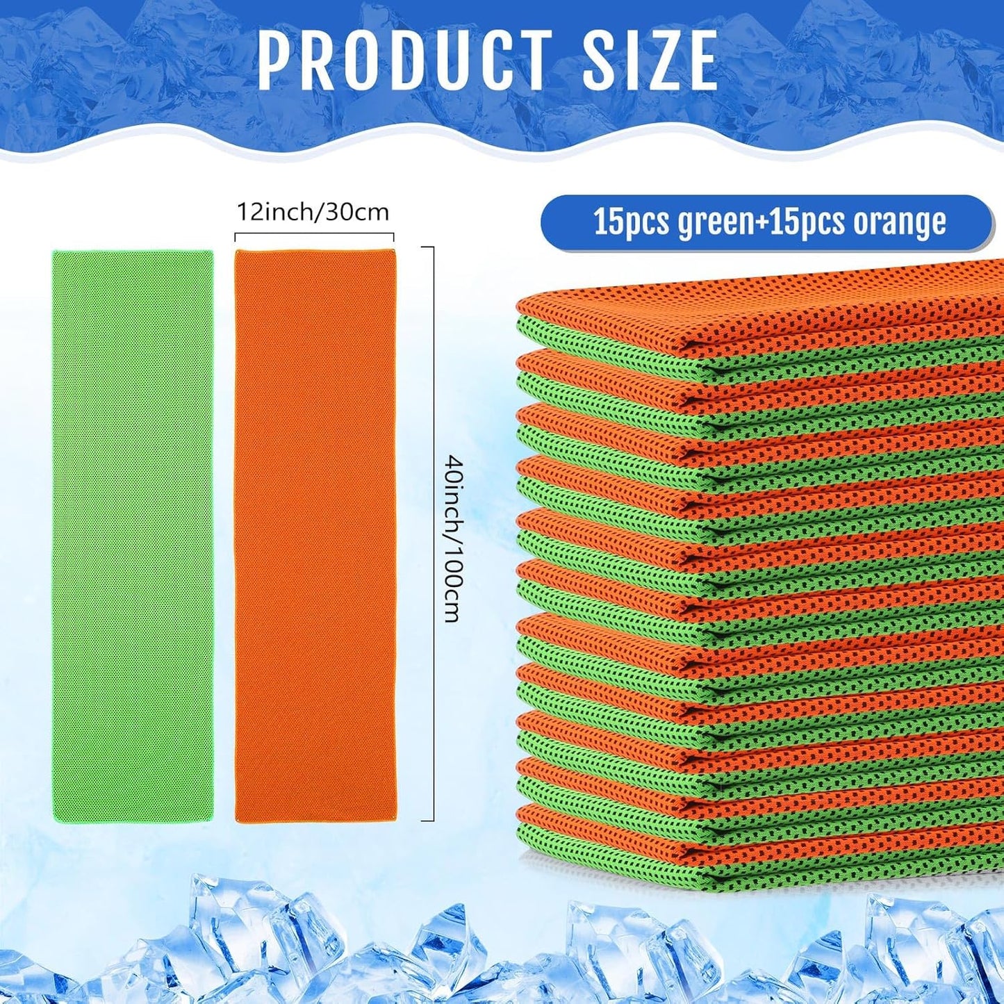 Hosuly 30 Pack Cooling Towels, 40"x12" Ice Breathable Soft Chilly Sweat Rag Microfiber Workout Rags for Gym Cooling Towels for Neck and Face for Yoga Golf Sport Running