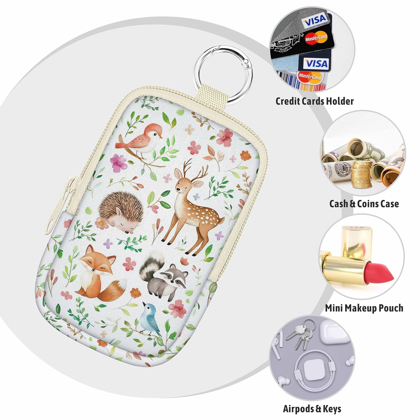 Hand Sanitizer Spray Case, Cute Animal Hand Sanitizer Holder Zippered Pouch, Cute Fashion Accessory with Snap Hook for Glow Mist and Power Mist 1FL OZ