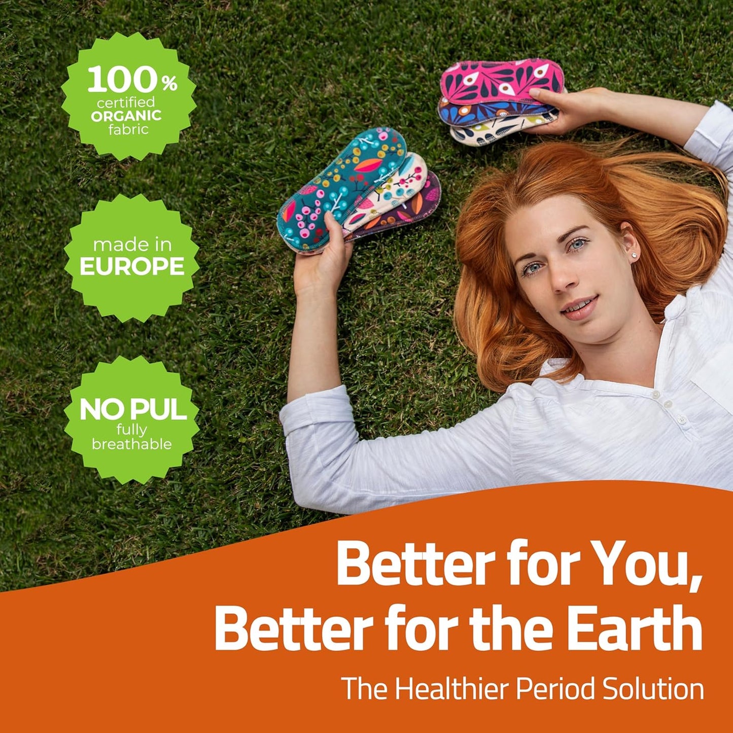 Made in EU - Ultra-Soft Reusable Panty Liners (Small, 7-Pack) – High-Temp Washable Cloth Panty Liners for Women & Teens – Breathable Organic Cotton Keeps You Fresh & Dry for Vaginal Daily Discharge