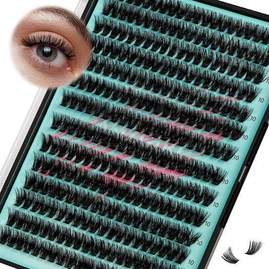 Lash Clusters Wispy 280PCS Eyelash Extension 80D Cluster Lashes Individual Lashes DIY Lash Extension Natural Look Cluster Eyelash Extensions Soft False Eyelashes at Home for Beginners(10mm)