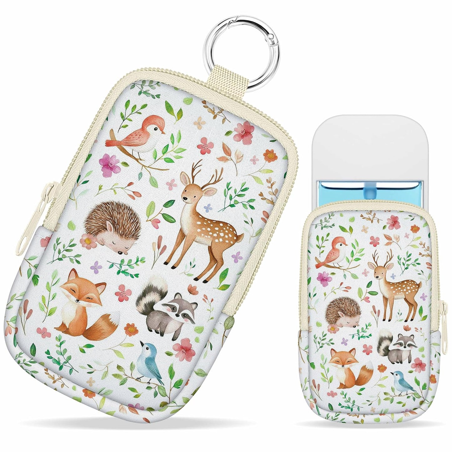 Hand Sanitizer Spray Case, Cute Animal Hand Sanitizer Holder Zippered Pouch, Cute Fashion Accessory with Snap Hook for Glow Mist and Power Mist 1FL OZ